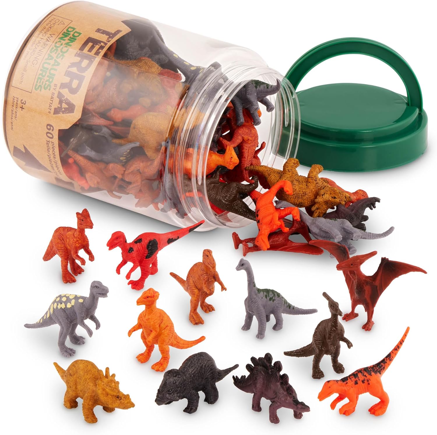 VenovaLabs Wild Animal Figurines Tube, 60 Mini Safari Figures, Animals | 60 realistic mini wild animal figures in a portable tube for pretend play, crafts, dioramas, sensory bins, Animals, 3+ Years