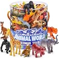 VenovaLabs Wild Animal Figurines Tube, 60 Mini Safari Figures, Animals | 60 realistic mini wild animal figures in a portable tube for pretend play, crafts, dioramas, sensory bins, Animals, 3+ Years