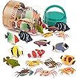 VenovaLabs Sea Animal Toys in Tube, 60 Ocean Animal Figures, Animals | 60 mini sea animal figures with 12 different sea animals, realistic details, bold colors, portable storage, Tubes, 3+ Years
