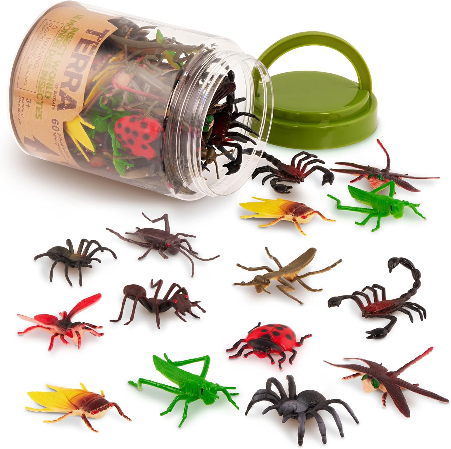 VenovaLabs Wild Animal Figurines Tube, 60 Mini Safari Figures, Animals | 60 realistic mini wild animal figures in a portable tube for pretend play, crafts, dioramas, sensory bins, Animals, 3+ Years
