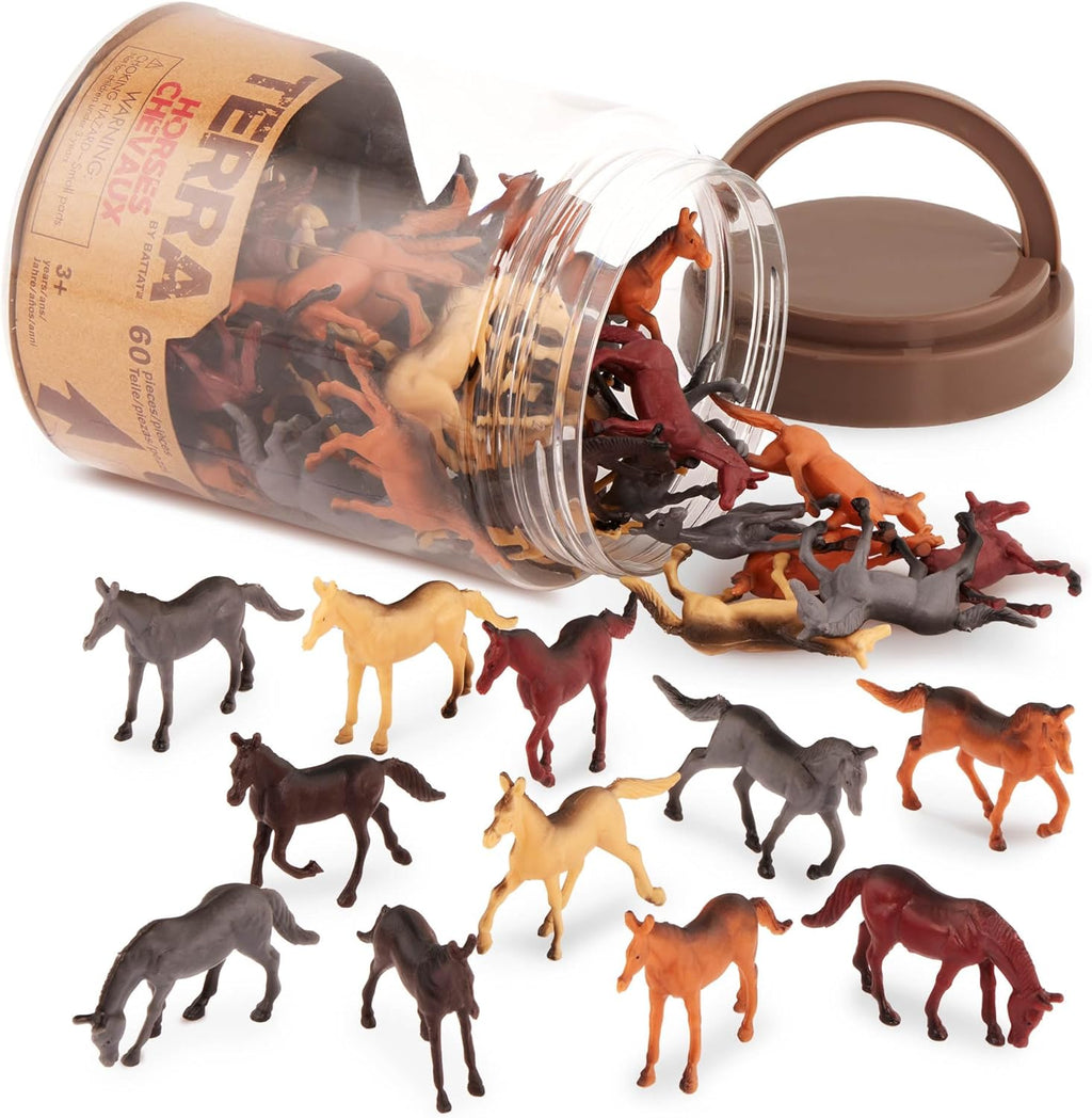 VenovaLabs Wild Animal Figurines Tube, 60 Mini Safari Figures, Animals | 60 realistic mini wild animal figures in a portable tube for pretend play, crafts, dioramas, sensory bins, Animals, 3+ Years